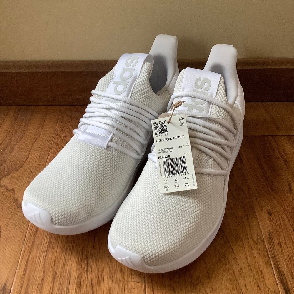 Adidas Lite Racer Adapt 7.0 White Grey Men's Size 10.5 M